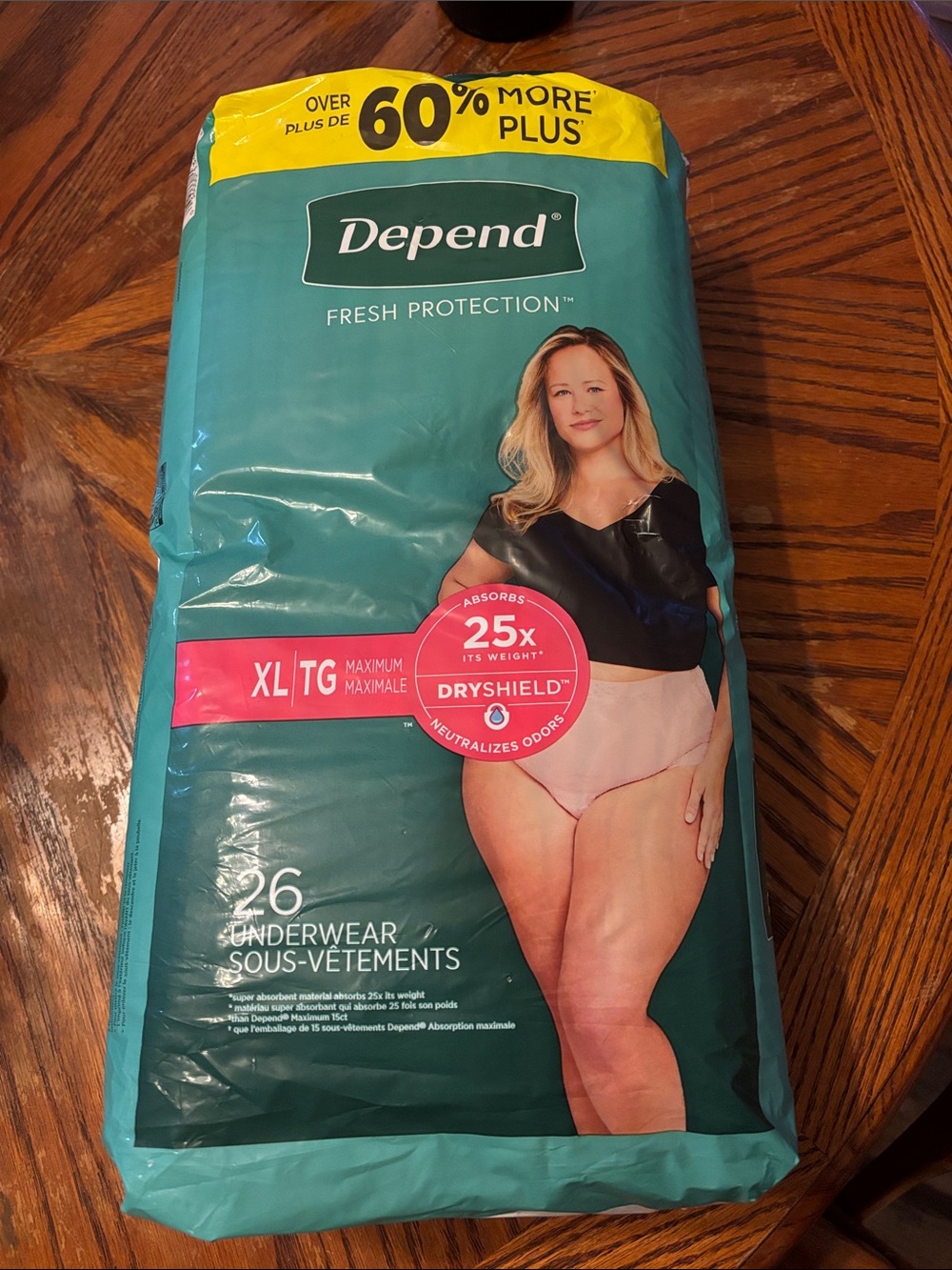 Depend Fresh Protection Women’s XL Incontinence Underwear Pack of 26
